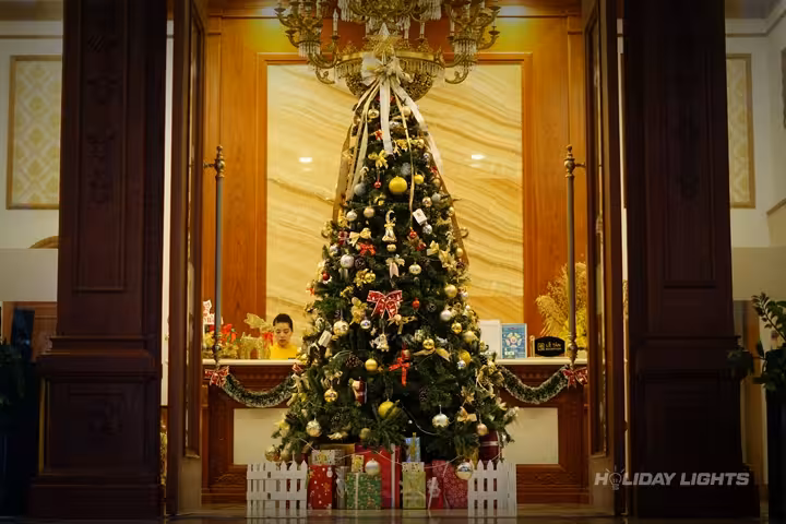 Commercial holiday lights installation in Rhode Island