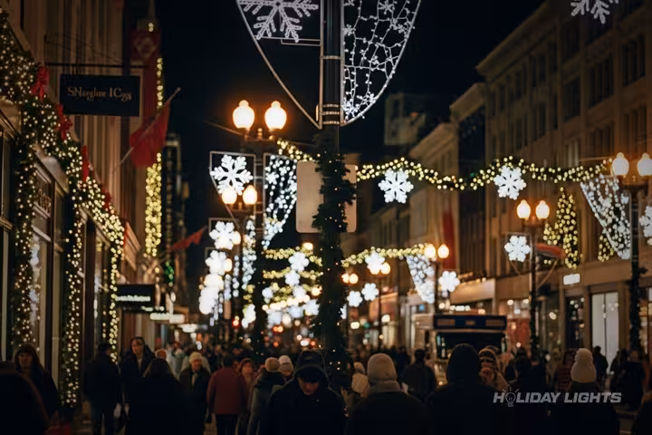 Municipal holiday lights installation in Rhode Island