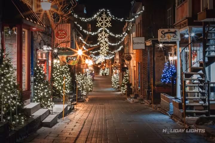 Municipal holiday lights installation in Rhode Island