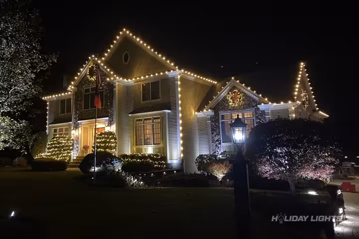 Residential holiday lights installation in Rhode Island
