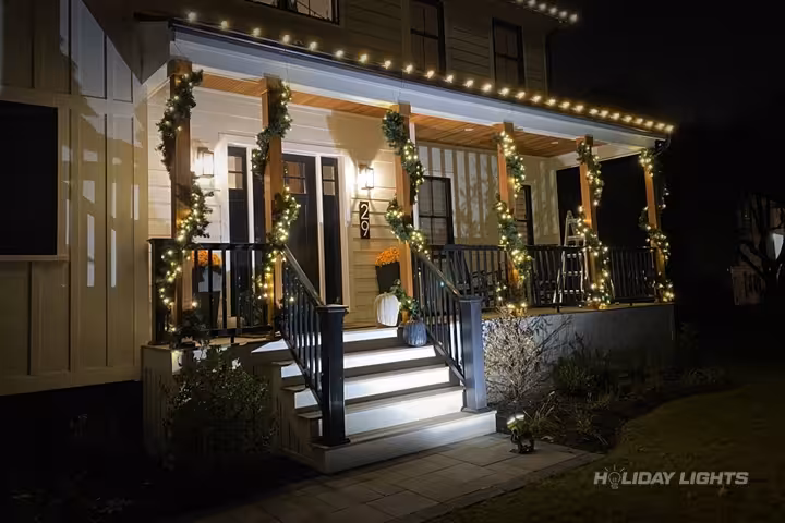 Residential holiday lights installation in Rhode Island